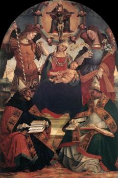 路加 西諾雷利 The Trinity, the Virgin and Two Saints
